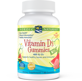 Vitamin D3 Kids Gummies Wild Watermelon Splash 60 Gummies.