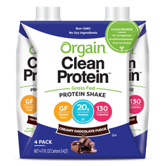 Clean Protein Grass Fed Protein Shake Creamy Chocolate Fudge 4 Pack.