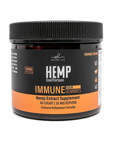 HEMP OneThirteen Immune Sour Gummies Orange Cream 60 Gummies.