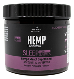 HEMP OneThirteen Sleep Sour Gummies Blackberry Vanilla 60 Gummies.