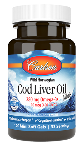 Cod Liver Oil Minis 100 Softgels.