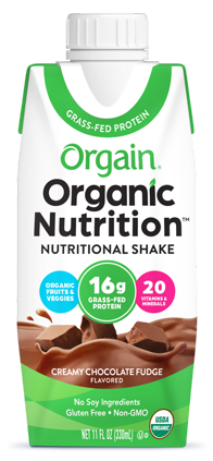 Organic Nutrition Shake Creamy Chocolate Fudge Single Serving Pack.