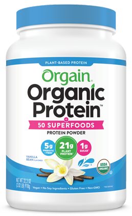 Organic Protein + Superfoods Protein Powder Plant Based Vanilla Bean 18 Servings.