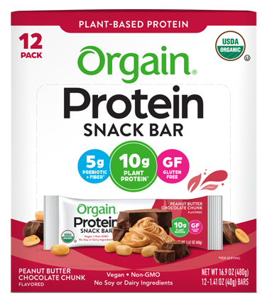 Organic Protein Snack Bar Peanut Butter Chocolate Chunk 12 Bars.
