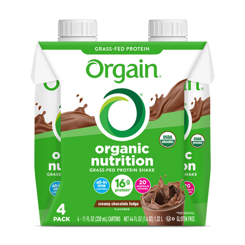 Organic Nutrition Shake Creamy Chocolate Fudge 4 Pack.