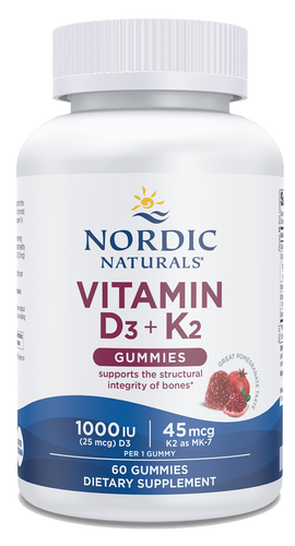 Vitamin D3+K2 Gummies Pomegranate 60 Gummies.