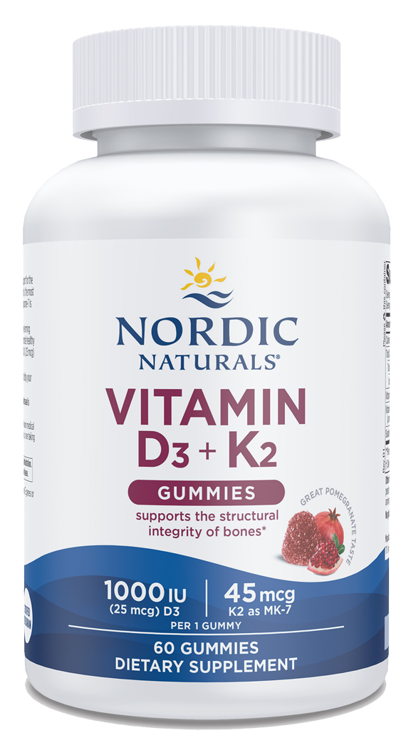 Vitamin D3+K2 Gummies Pomegranate 60 Gummies.