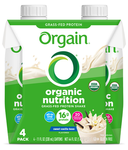 Organic Nutrition Shake Sweet Vanilla Bean 4 Pack.